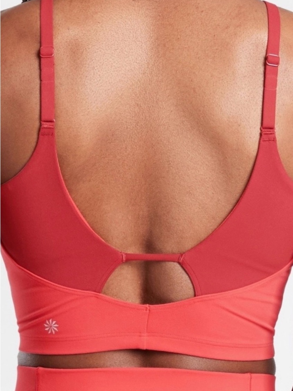 ATHLETA Lychee Red Intension Crop A-C High Neck Yoga Active Bra Top Size Medium - Picture 6 of 6